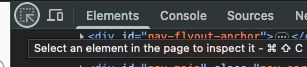 DevTools element picker button in the top-left corner